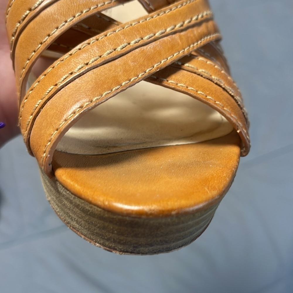 Coach Brynn Leather Tan Sling Back Strappy Heels Size 8 - Picture 10 of 12